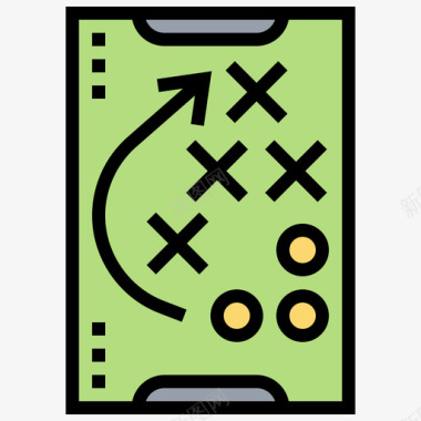 战略美式足球25线性颜色图标图标