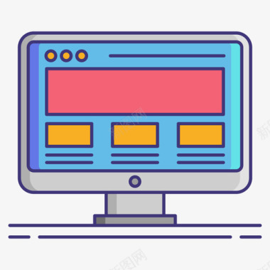 Web界面计算机编程图标1线性颜色图标