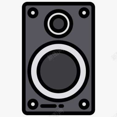 扬声器摇滚音乐1线性颜色图标图标