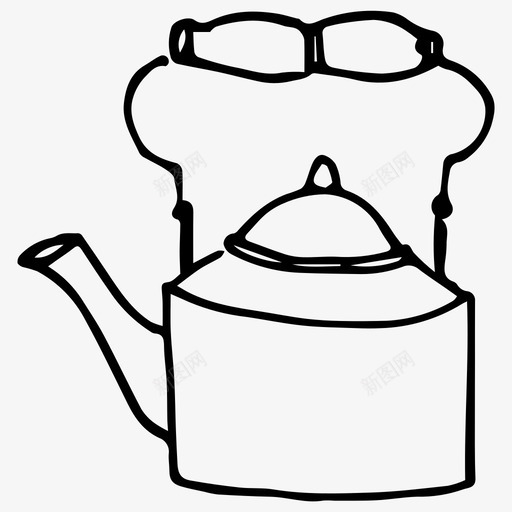 茶壶盘子水壶图标svg_新图网 https://ixintu.com 厨房 水壶 盘子 素描 茶壶