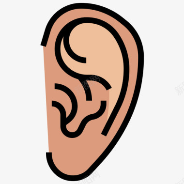 耳人体解剖学5线色图标图标