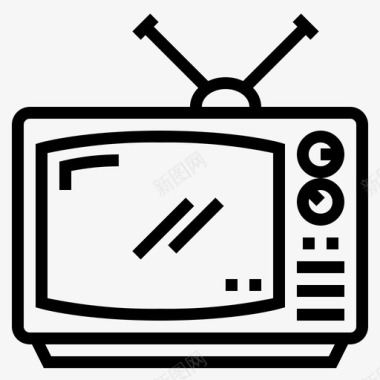 旧电视55岁电视线性图标图标