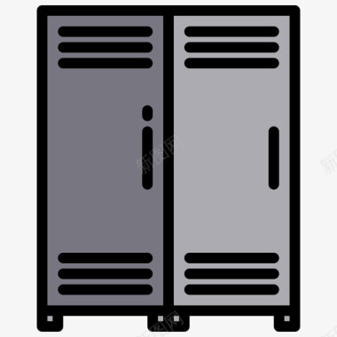 储物柜足球57线性颜色图标图标