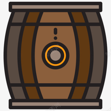 桶装酿造啤酒3线性颜色图标图标