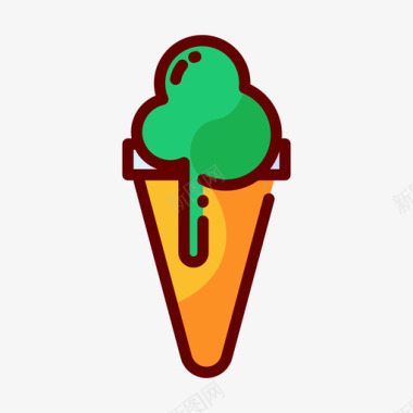 冰淇淋waterpark7线性颜色图标图标