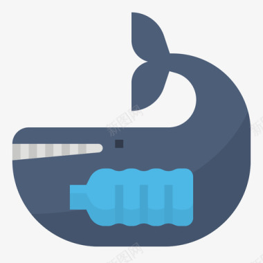 鲸鱼塑料污染2扁平图标图标