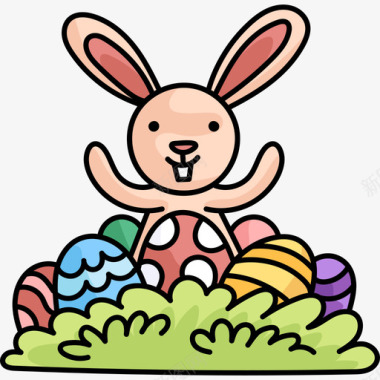 复活节兔子复活节第30天彩色图标图标