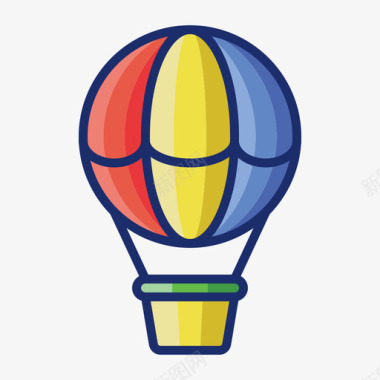 热气球夏季旅行2线性颜色图标图标