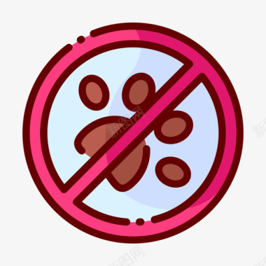 禁止宠物水上乐园7线性颜色图标图标