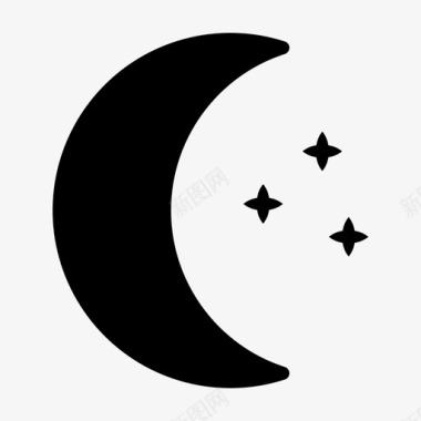 月亮夜晚天气预报铭文图标图标