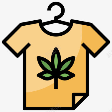 T恤大麻9线性颜色图标图标