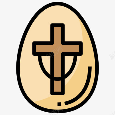 复活节彩蛋基督教3线形颜色图标图标