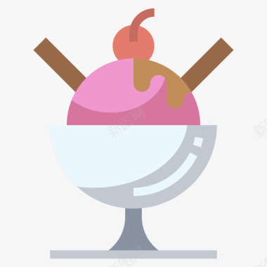 冰淇淋甜味和糖果17平的图标图标