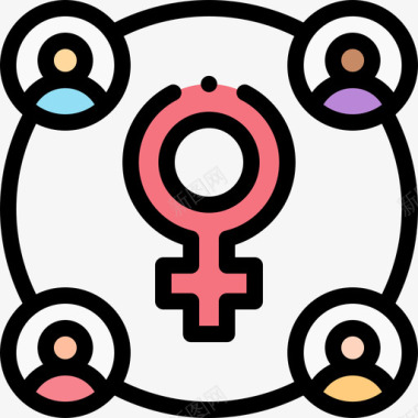 社会妇女节37线性颜色图标图标