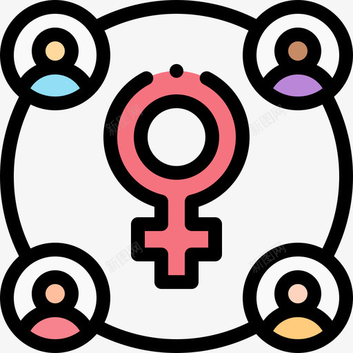 社会妇女节37线性颜色图标svg_新图网 https://ixintu.com 妇女节 社会 线性 颜色