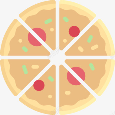 披萨派对和庆典24扁平图标图标