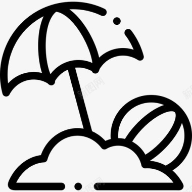沙滩伞热带47线状图标图标