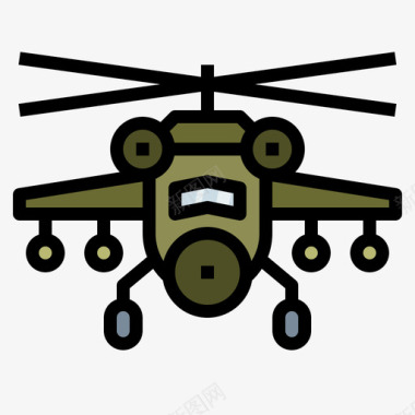 直升机军用50线性颜色图标图标