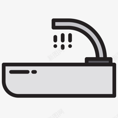 洗脸盆家用设备15线性颜色图标图标