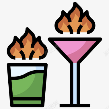 鸡尾酒39号饮料线性颜色图标图标