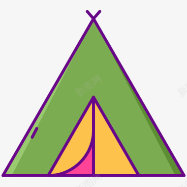 露营帐篷夏季旅行1线性颜色图标图标