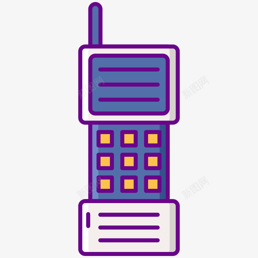手机80年代的怀旧线条色彩图标svg_新图网 https://ixintu.com 80年代 怀旧 手机 线条 色彩