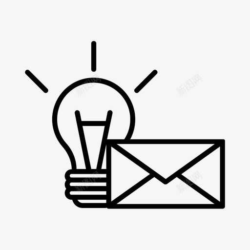 创意邮件灯泡电子邮件图标svg_新图网 https://ixintu.com 信件 信封 创意 灯泡 电子邮件 留言 邮件