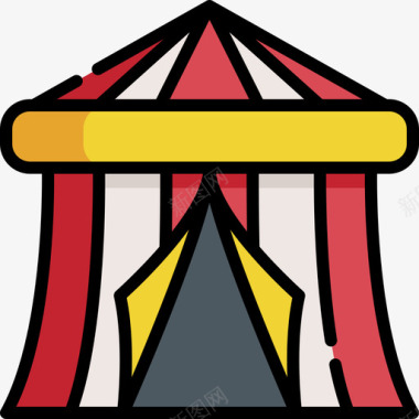 马戏团帐篷表演12线性颜色图标图标