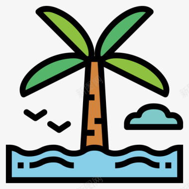 棕榈树旅行者3线形颜色图标图标