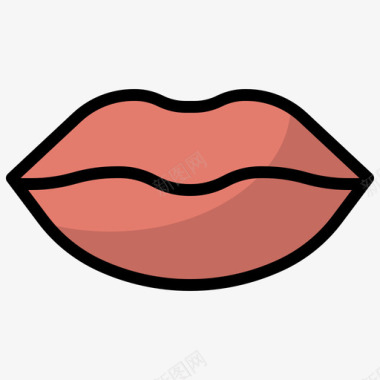 嘴唇人体解剖学5线性颜色图标图标