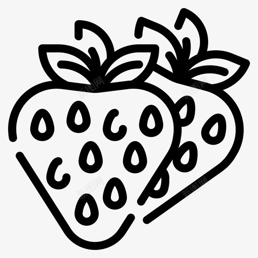 草莓水果和蔬菜46直线型图标svg_新图网 https://ixintu.com 水果 直线 线型 草莓 蔬菜