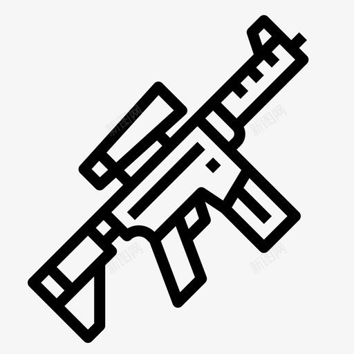 机枪军用47直线型图标svg_新图网 https://ixintu.com 军用 机枪 直线 线型