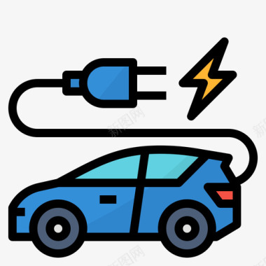 电动汽车全球变暖15线性颜色图标图标
