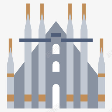 米兰大教堂世界地标3平坦图标图标
