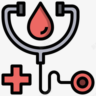 医疗保健献血52线性颜色图标图标
