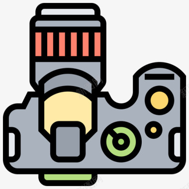 单反相机摄影117线性彩色图标图标