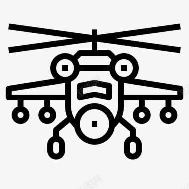 直升机军用47直线型图标图标