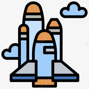 火箭太空155线性颜色图标图标