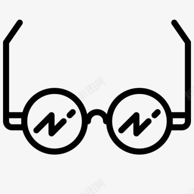 眼镜摇滚乐直线型图标图标