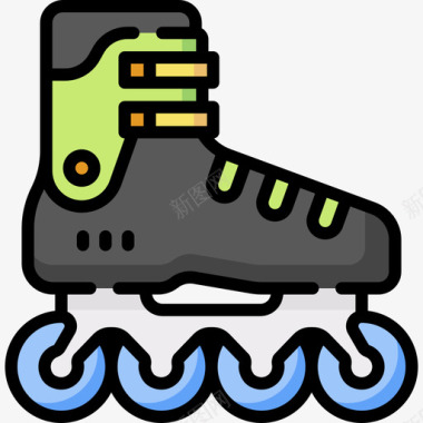 溜冰鞋极限运动31线性颜色图标图标