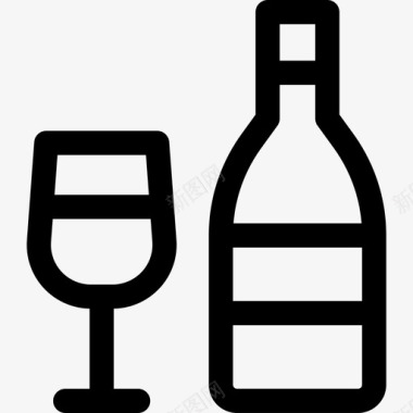 葡萄酒179号酒店线性图标图标