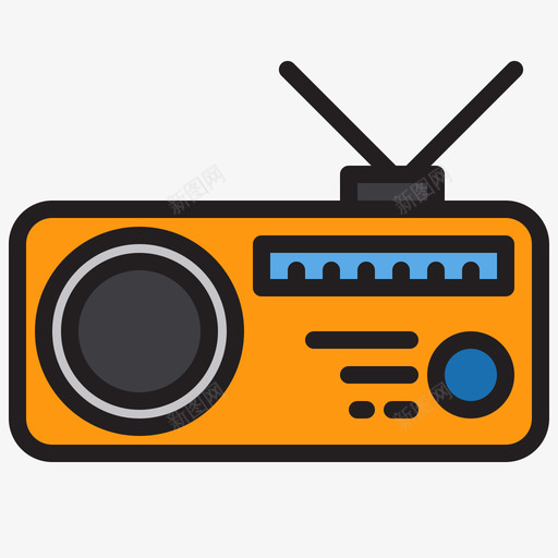 收音机家用设备15线性彩色图标svg_新图网 https://ixintu.com 家用 彩色 收音机 线性 设备