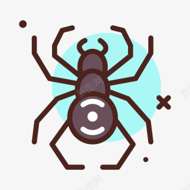 蜘蛛昆虫5线状颜色图标图标
