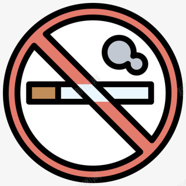 禁止吸烟87号博物馆线性颜色图标图标