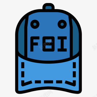 联邦调查局3号线状颜色的帽子图标图标