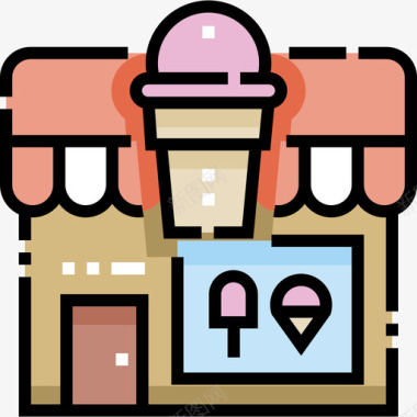 冰淇淋店冰淇淋店25直线颜色图标图标