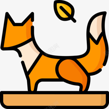 狐狸秋天90线性颜色图标图标