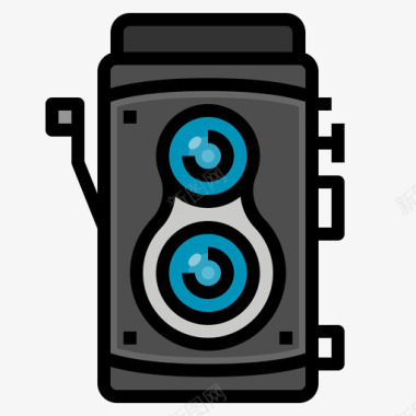 旧相机电子和设备8线性颜色图标图标