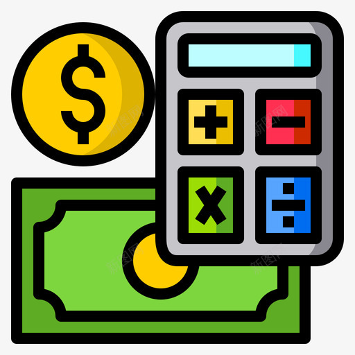 货币计算10线颜色图标svg_新图网 https://ixintu.com 计算 货币 颜色