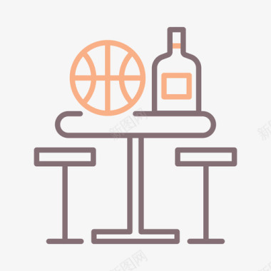 酒吧篮球58线颜色图标图标